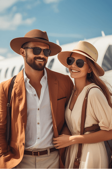 Happy couple traveling